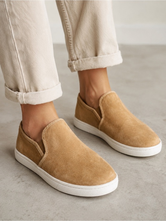 UGG Shoes - UGG Tan Suede Slip-On Sneakers Women’s Size 12